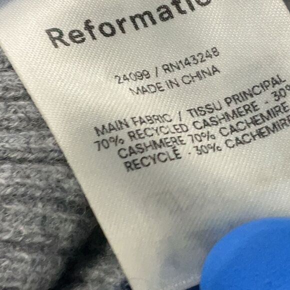 Reformation Hart Cashmere Sweater Grey ribbed Balloon Sleeve Small - Picture 6 of 8